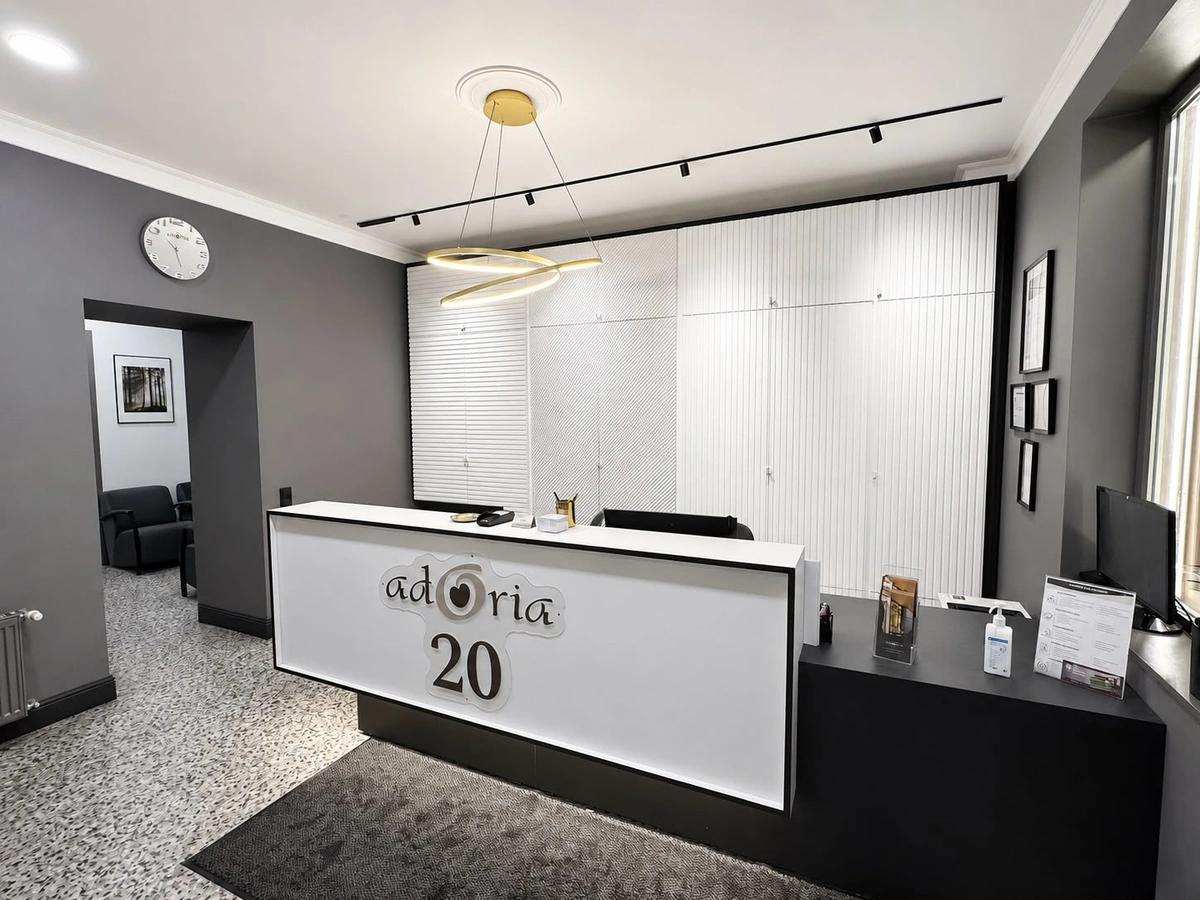 Adoria health and aesthetics clinic reception in central Riga